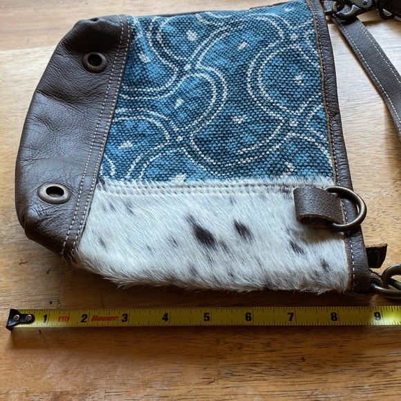 MYRA Shoulder Bag Adjustable Strap, Fabric, Leather, Green Khaki Canvas - Picture 7 of 7